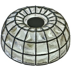 Limburg Pair of Large Vintage 1960s Black Iron & Glass Domed Wall Lights / Lamps