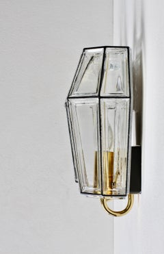Limburg Pair of Mid-Century Iron & Clear Glass Wall Mounted Light Lamp Sconce