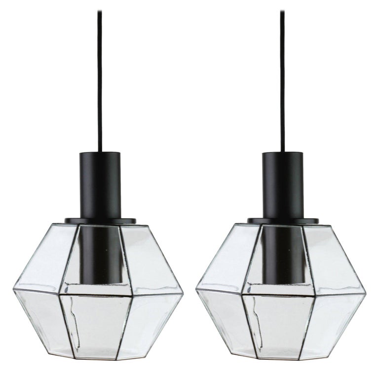 Limburg Pair of Minimalist Geometric Black and Clear Glass ...