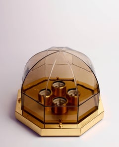 Coppia di lampade da incasso in vetro fumé e ottone Limburg, circa 1975