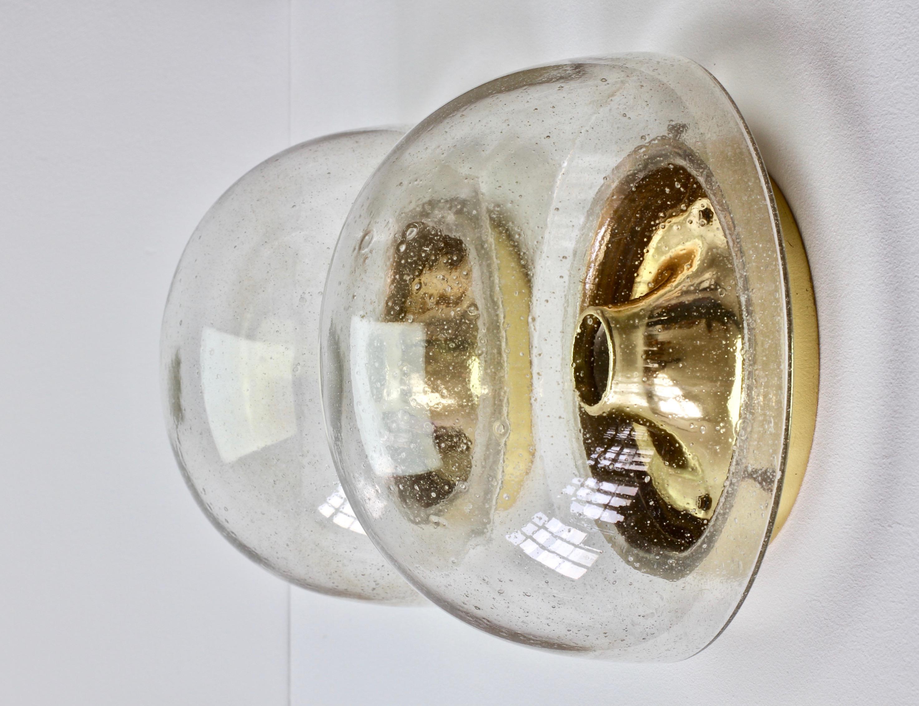 Limburg Pair of Vintage 1970s Round Clear Bubble Glass Flush Mount Wall Lights In Good Condition In Landau an der Isar, Bayern