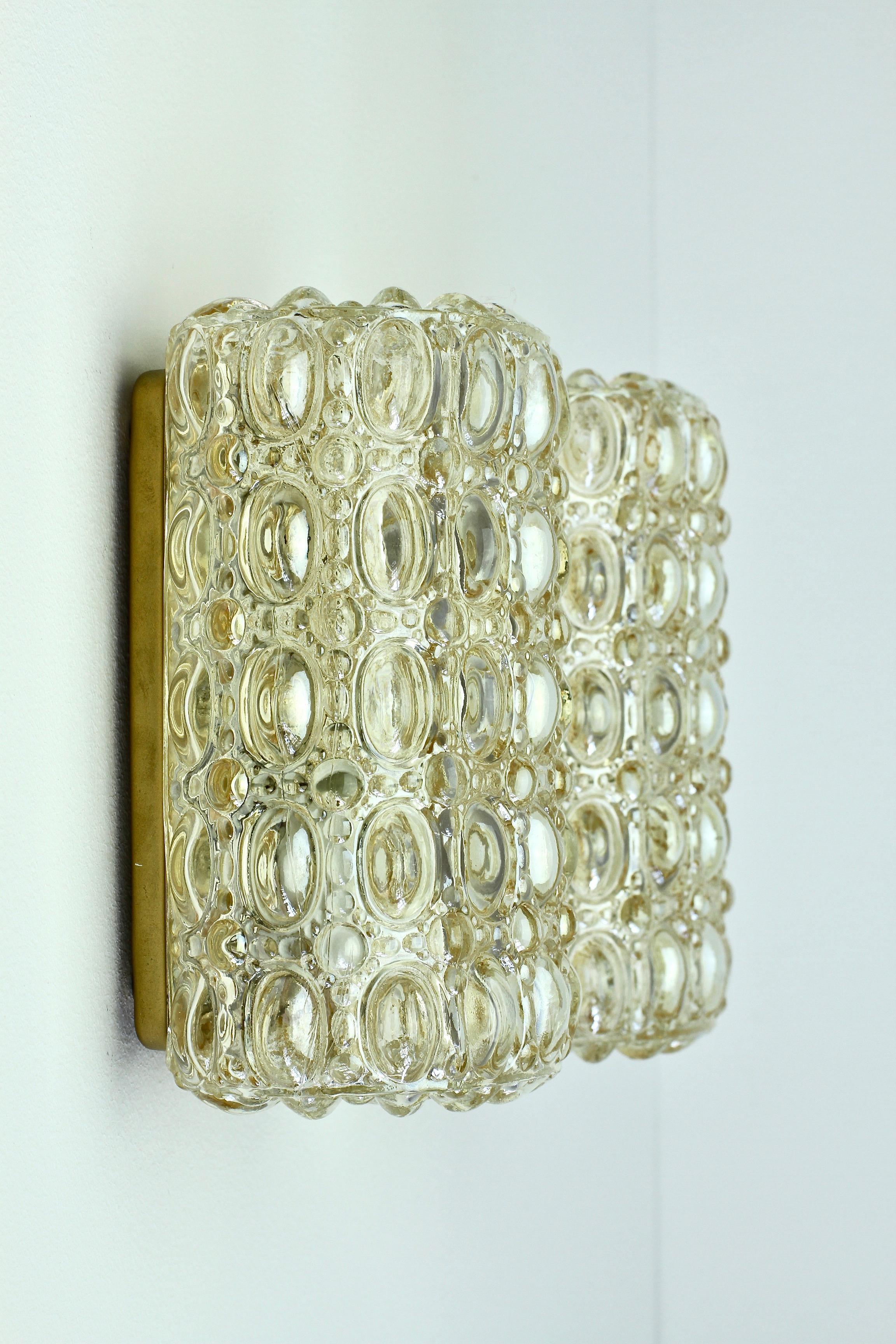 Mid-Century Modern Limburg Pair of Vintage Amber Bubble Glass Wall Lights or Sconces, circa 1970s