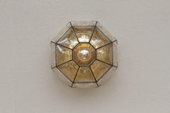 Limburg Paar Vintage Iron and Bubble Glass Flush Mount Lights, ca. 1960er Jahre