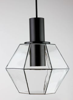 Limburg Pair of Vintage Minimalist Geometric Black & Clear Glass Pendant Lights