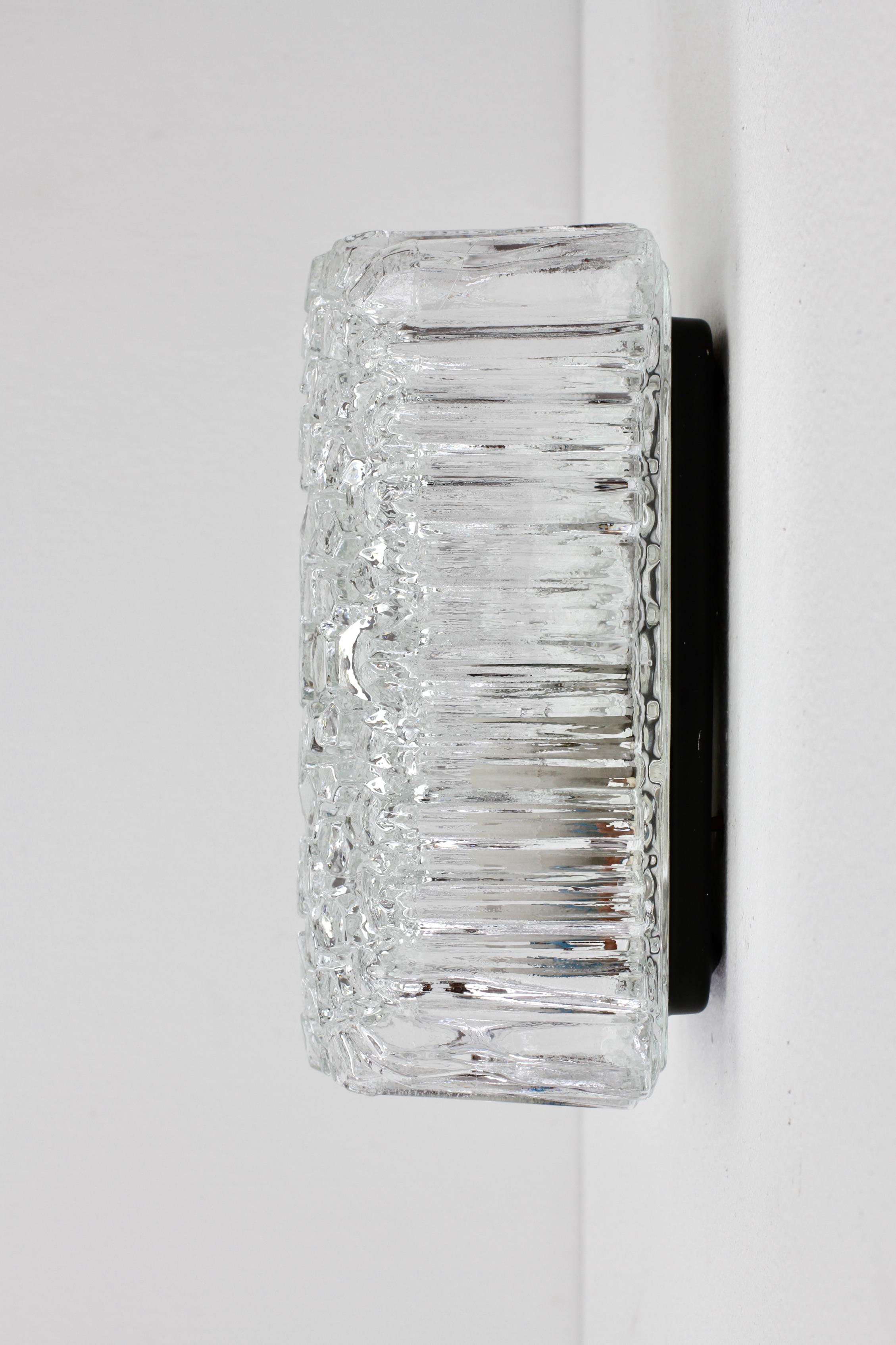 Limburg Pair of Vintage 'Nos' Clear Glass Wall Mounted Sconces, Germany, 1970s For Sale 11
