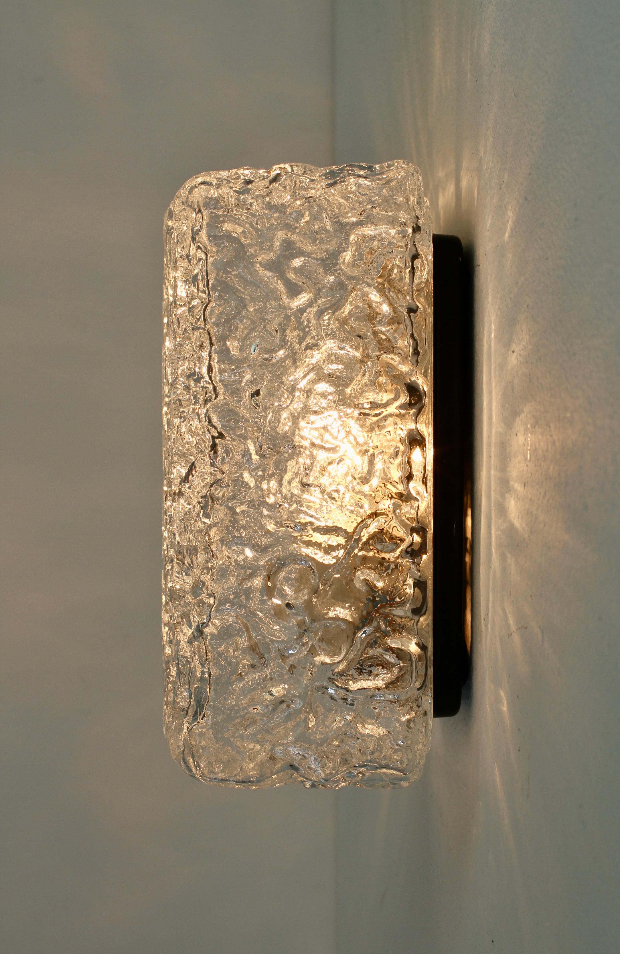 20th Century Limburg Pair of Vintage 'Nos' Clear Glass Wall Mounted Sconces, Germany, 1970s For Sale