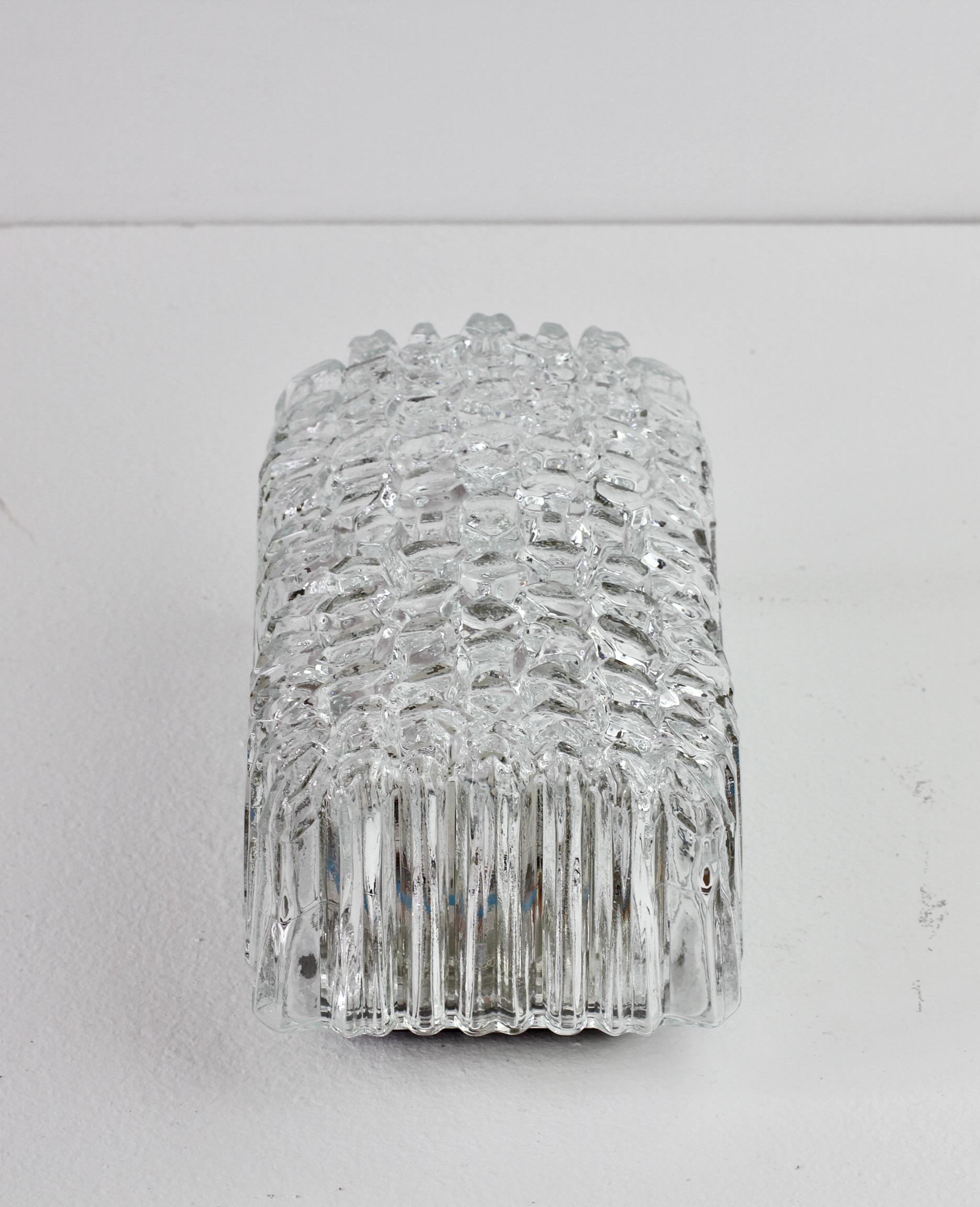 Limburg Pair of Vintage 'Nos' Clear Glass Wall Mounted Sconces, Germany, 1970s For Sale 1