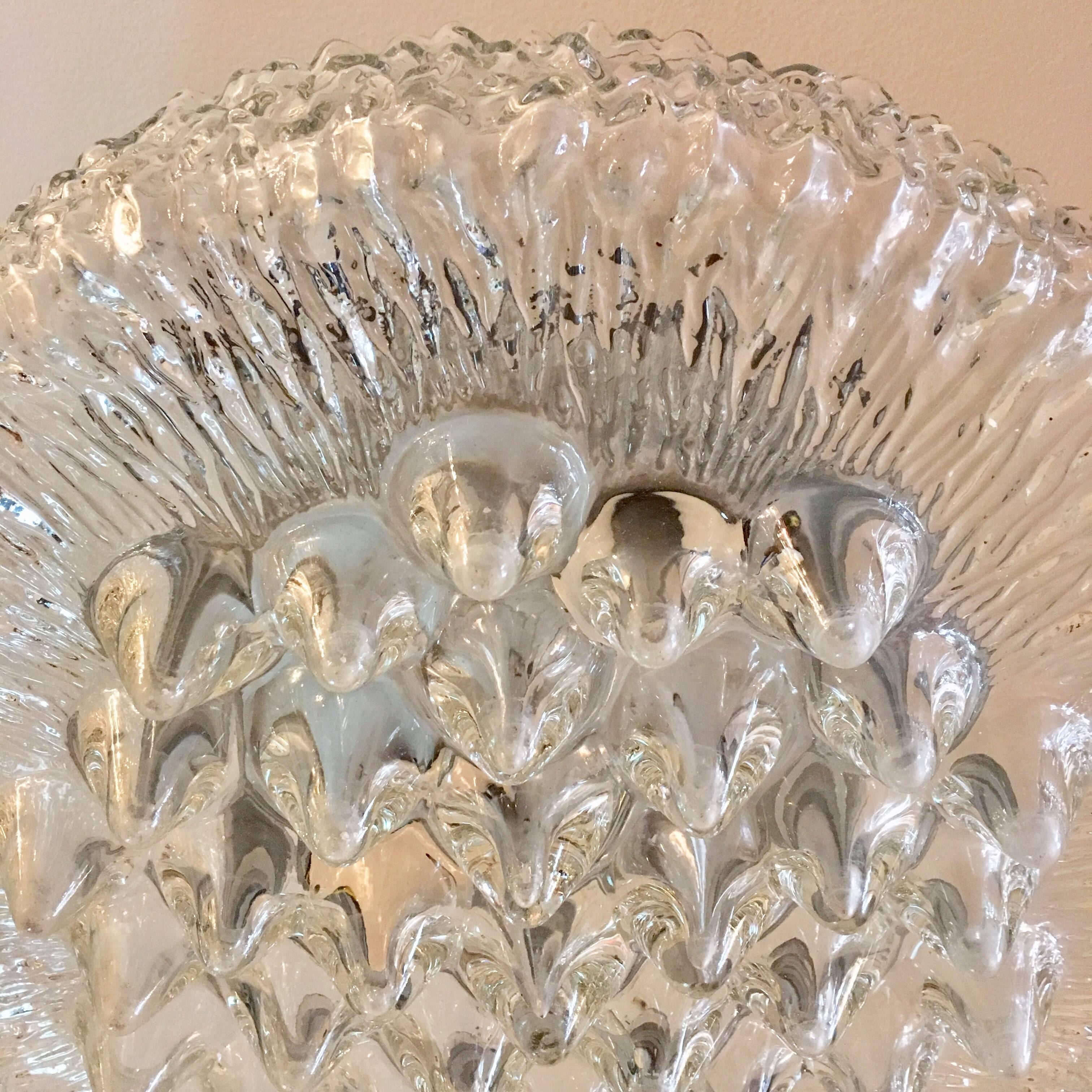 German Limburg Sculptural Glass 1960s Flush Light For Sale