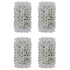 Limburg Set of 4 Vintage 'NOS' Clear Glass Wall Mounted Sconces, Germany, 1970s