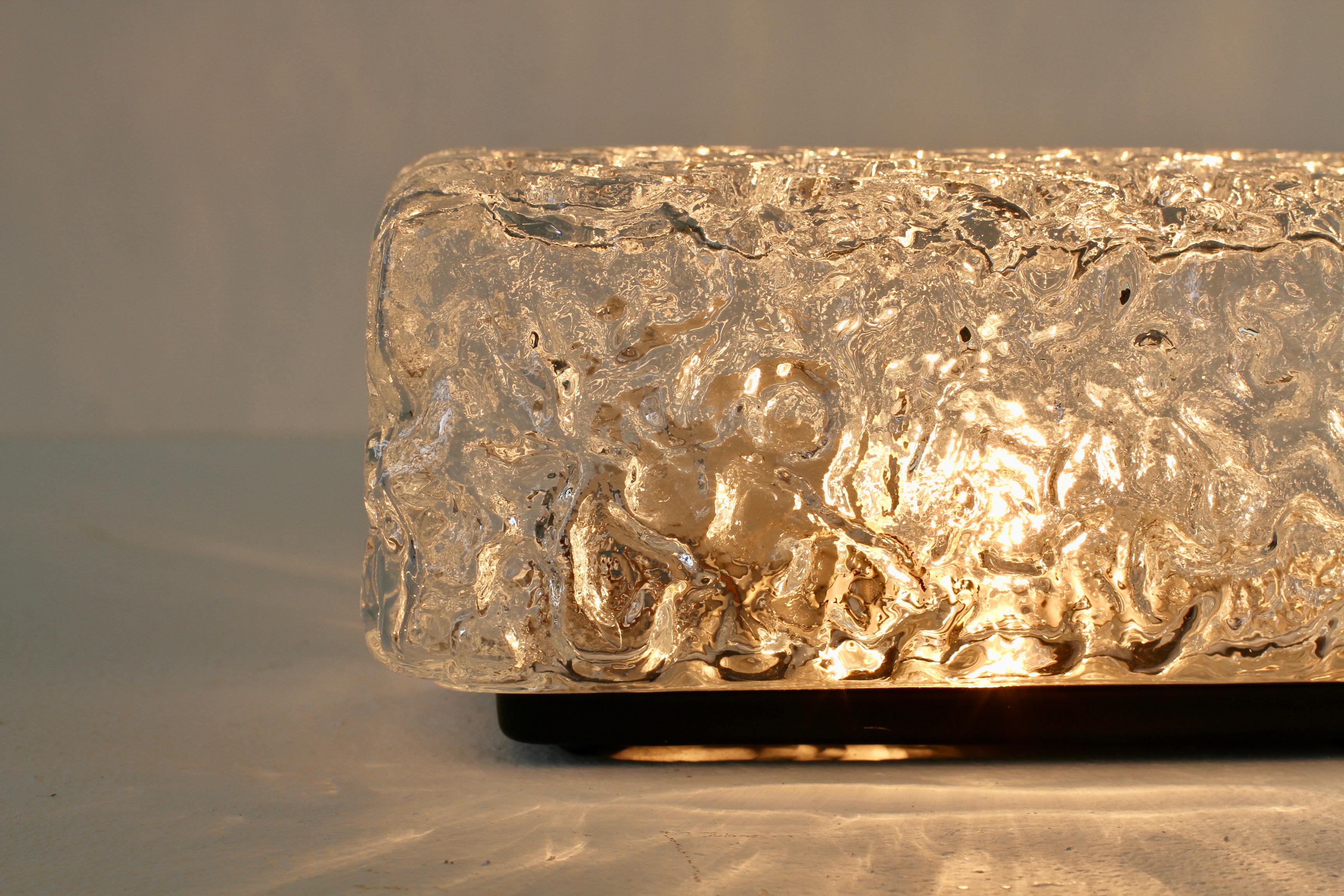 Limburg Single 1970s Vintage Textured Ice Glass Flush Mount Wall Light or Lamp For Sale 8