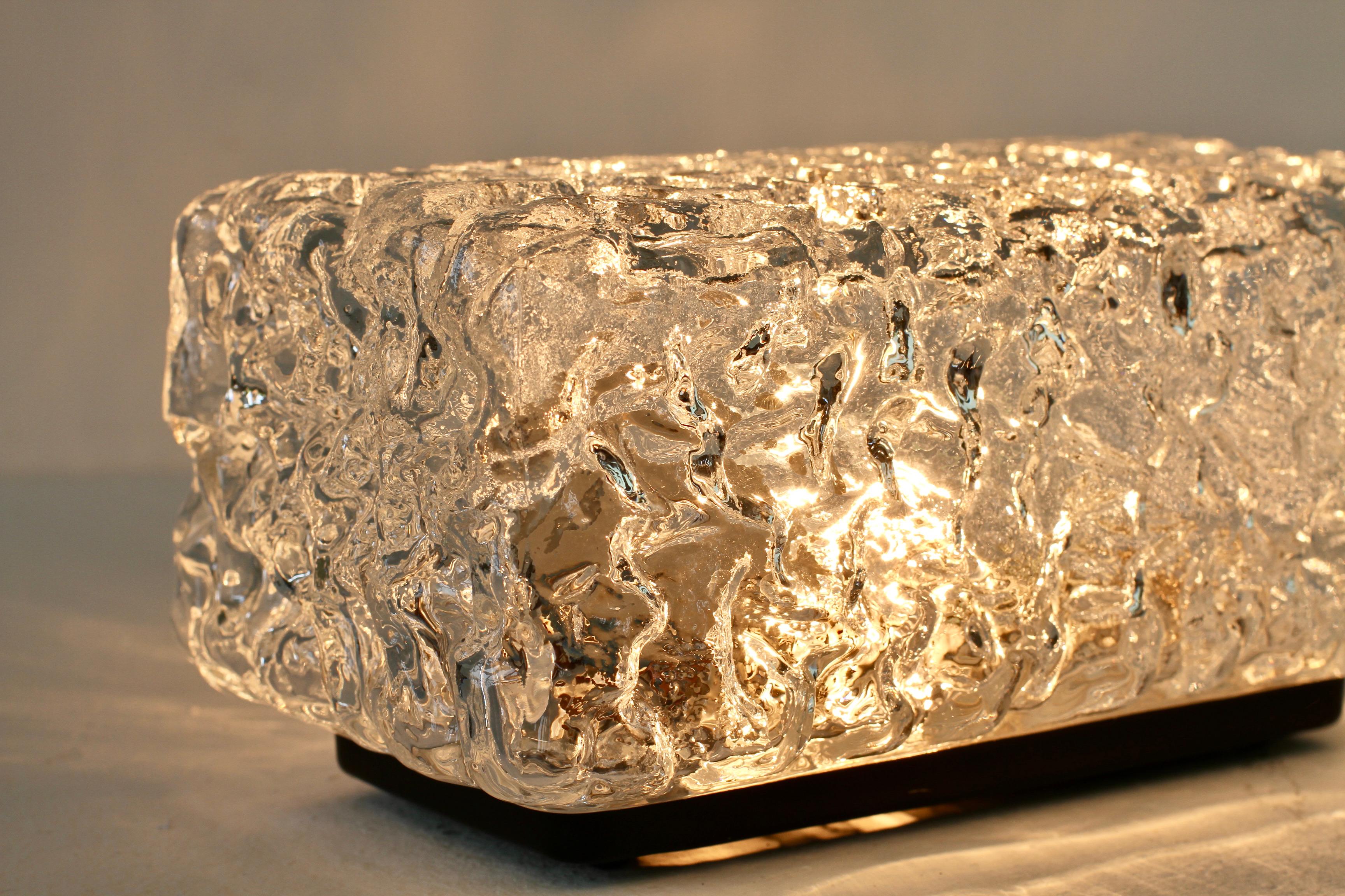 Limburg Single 1970s Vintage Textured Ice Glass Flush Mount Wall Light or Lamp For Sale 9