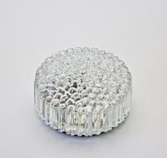 Limburg Vintage 1970s Textured Clear Glass 'Ice Crystals' Flush Mount Wall Light