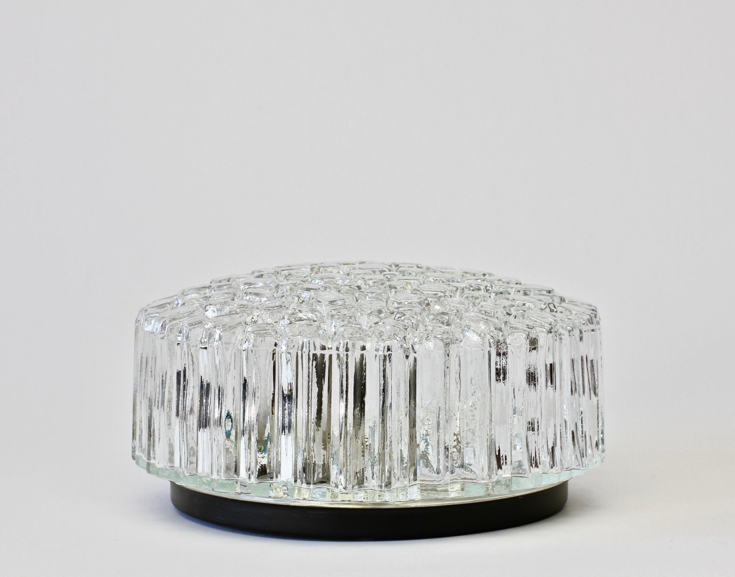 Limburg Vintage 1970s Textured Clear Glass 'Ice Crystals' Flush Mount Wall Light 1