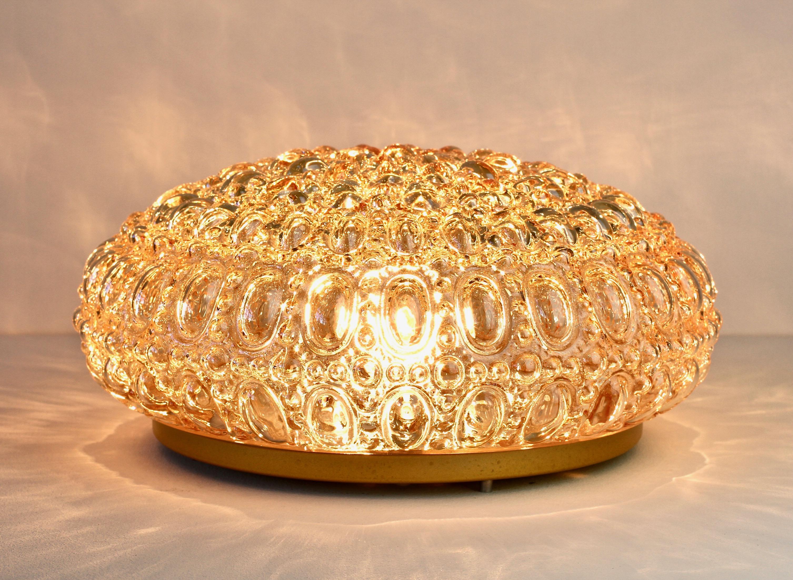 Painted Limburg Pair of 1970s Vintage Amber Bubble Glass Flush Mount Lights or Lamps