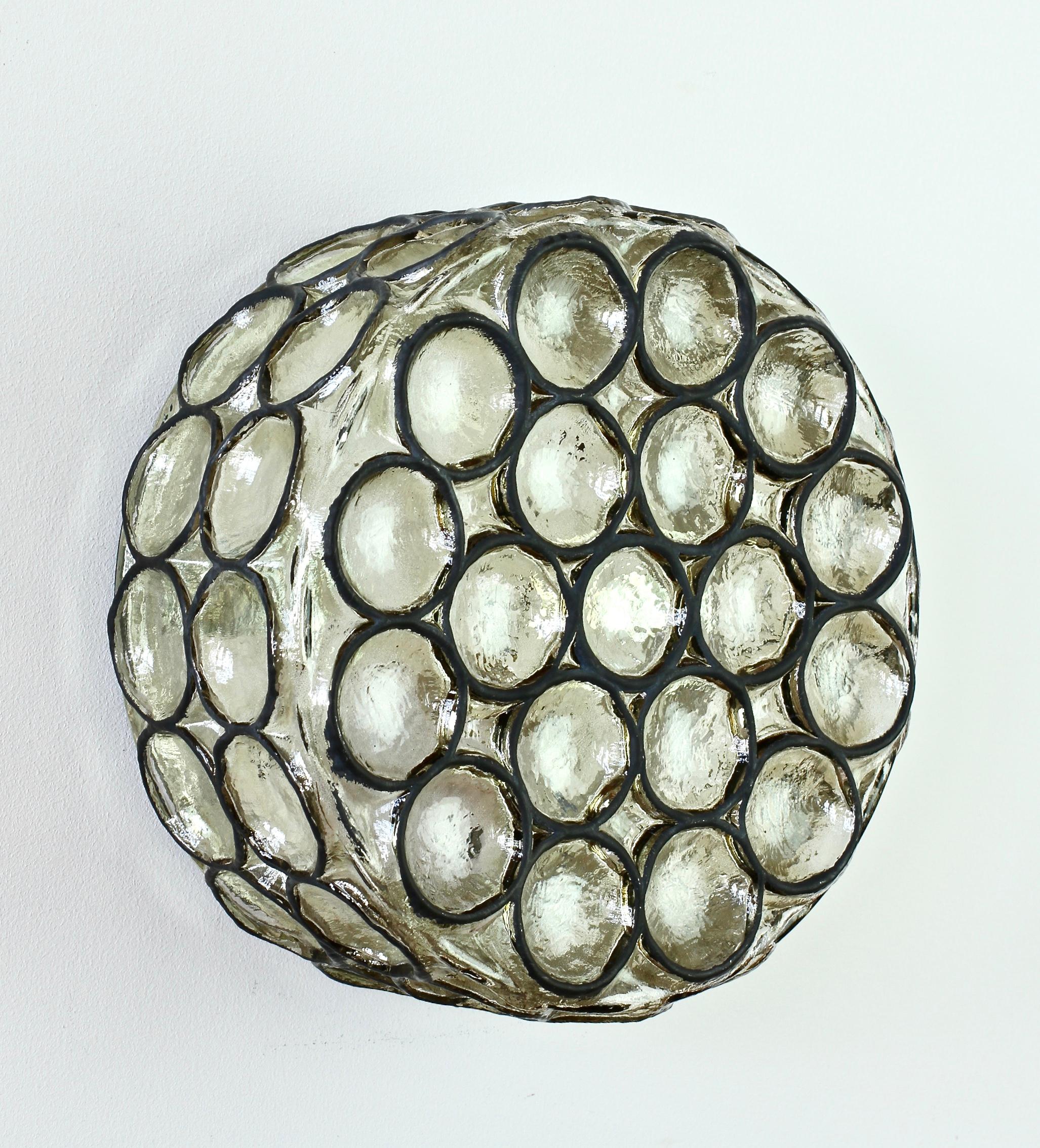 Lámpara Limburg Vintage Circular de Anillos de Hierro y Cristal, Lámpara, Años 60 Metal en venta