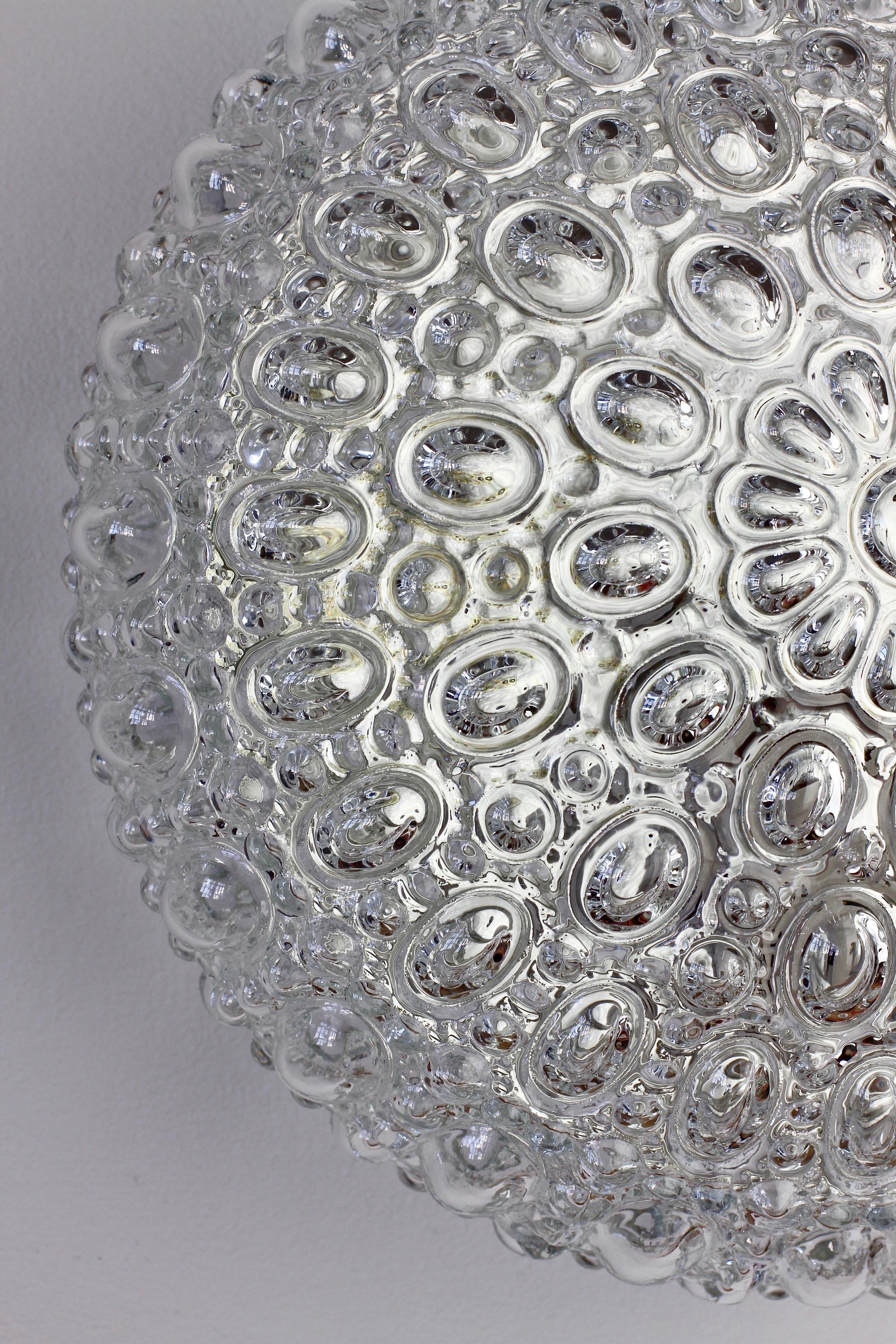 Limburg Vintage Clear Bubble Glass Flush Mount Wall Light / Lamp 1970s 5