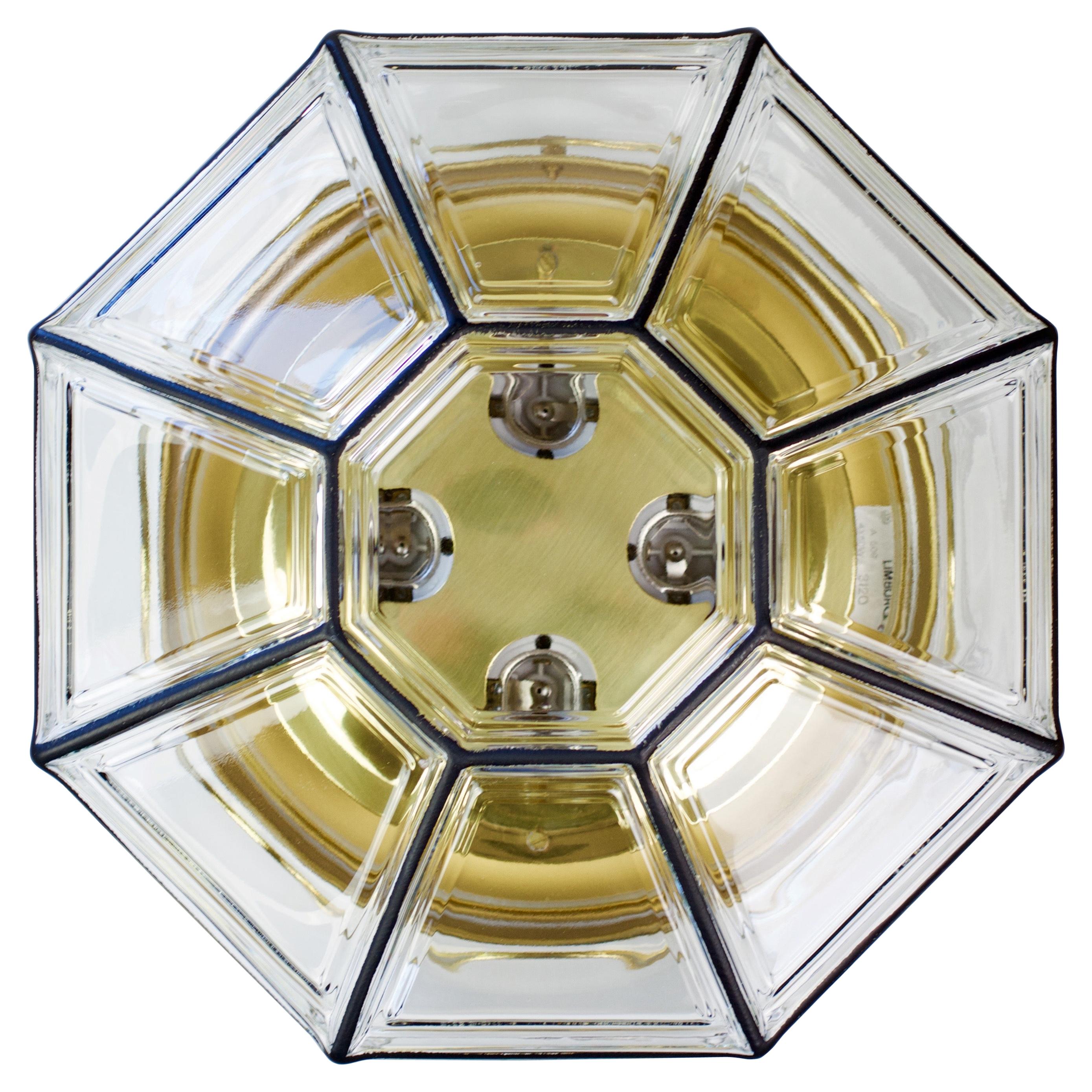 Limburg Vintage Extra Large Octagonal Iron and Clear Glass Flushmount Light