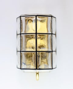 Limburg Vintage Mid-Century Iron Brass and Bubble Glass Wall Light Sconce c.1965