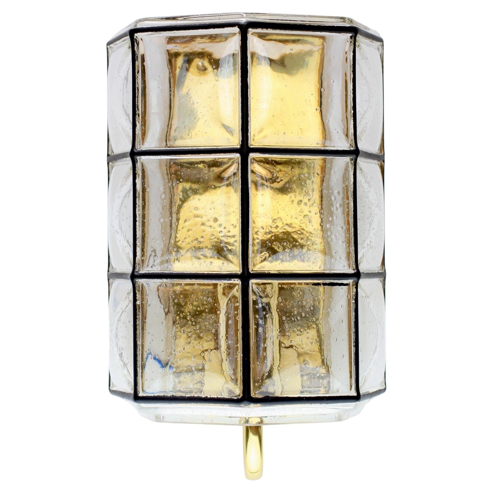 Limburg Vintage Mid-Century Iron Brass and Bubble Glass Wall Light Sconce c.1965 For Sale