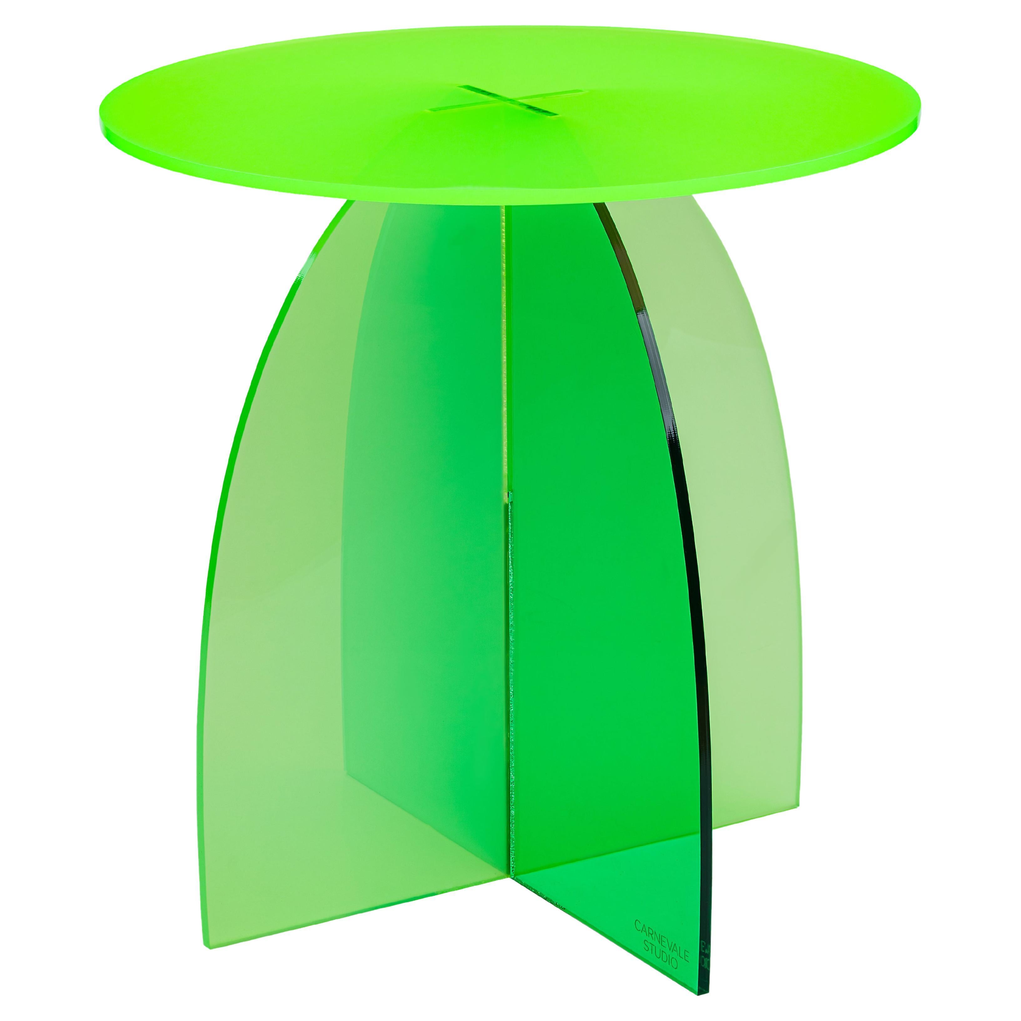 Lime Circular Acrylic Side Tables, Sheer by Carnevale Studio For Sale