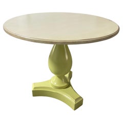 Lime Color Pedestal Base End or Side Table with a Cream Wood top, 21st Century