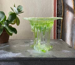 "Lime" Fluorescent Murano Glass Jellyfish, Venice, Handmade in Italy, 2025