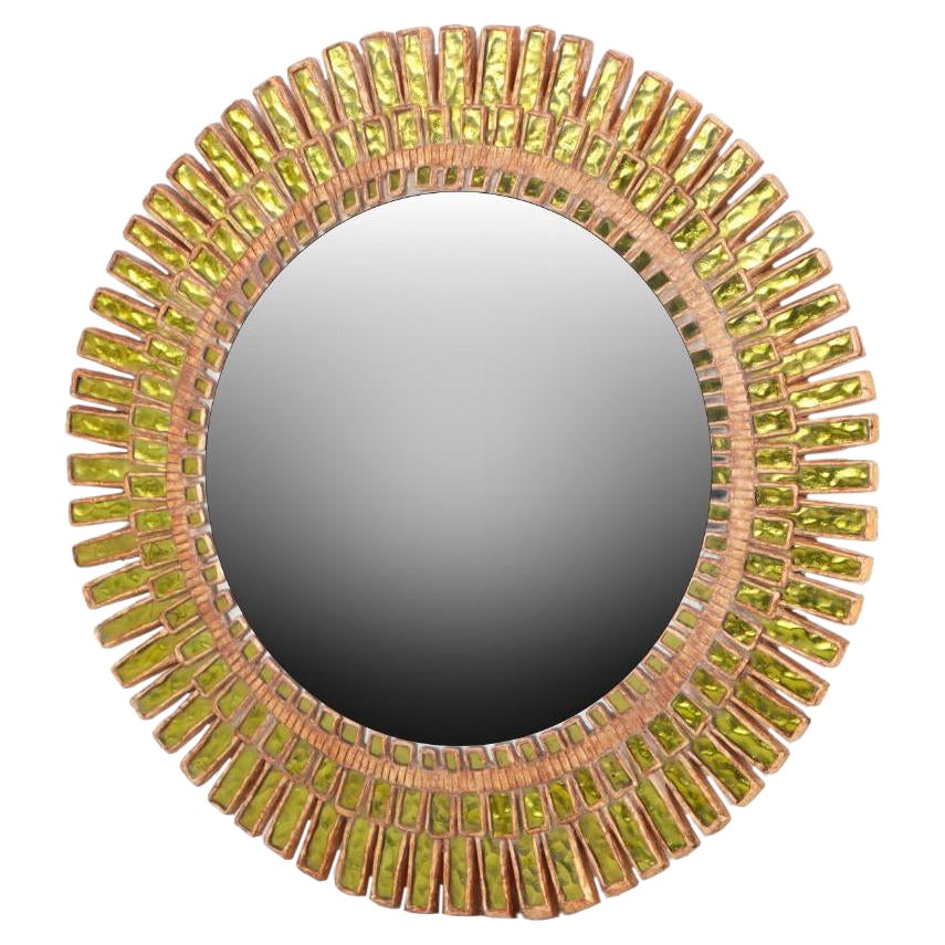 Lime glass & resin convex mirror.