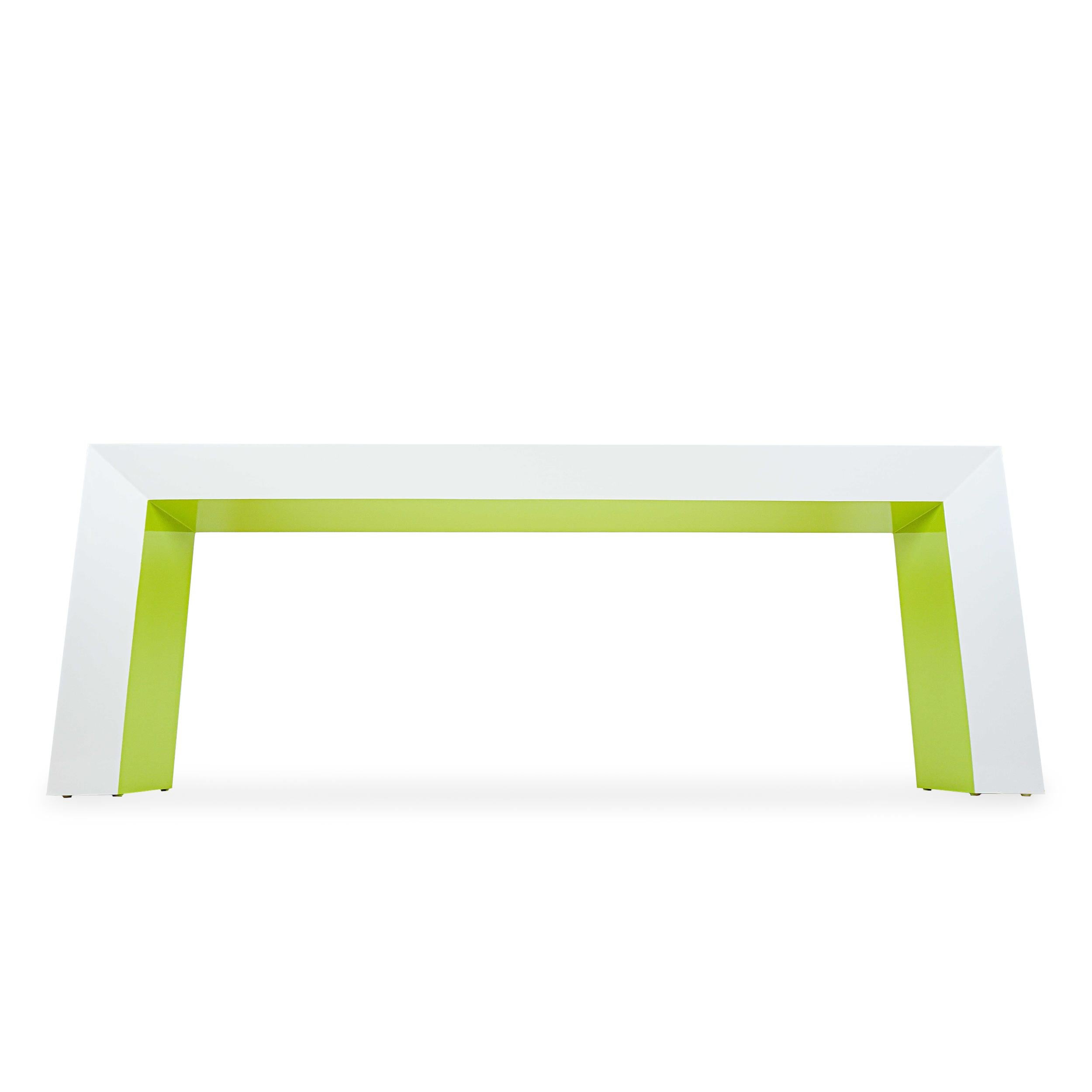 American Lime Green and White Lacquer Console For Sale