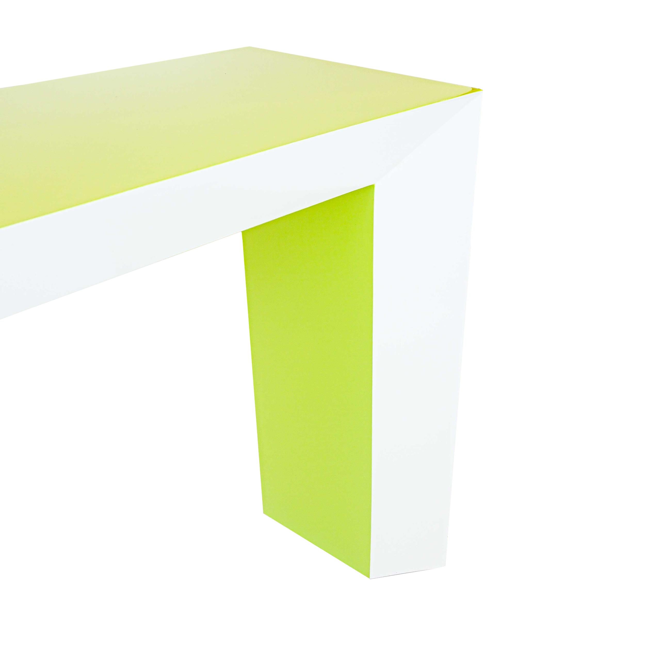 Maple Lime Green and White Lacquer Console For Sale