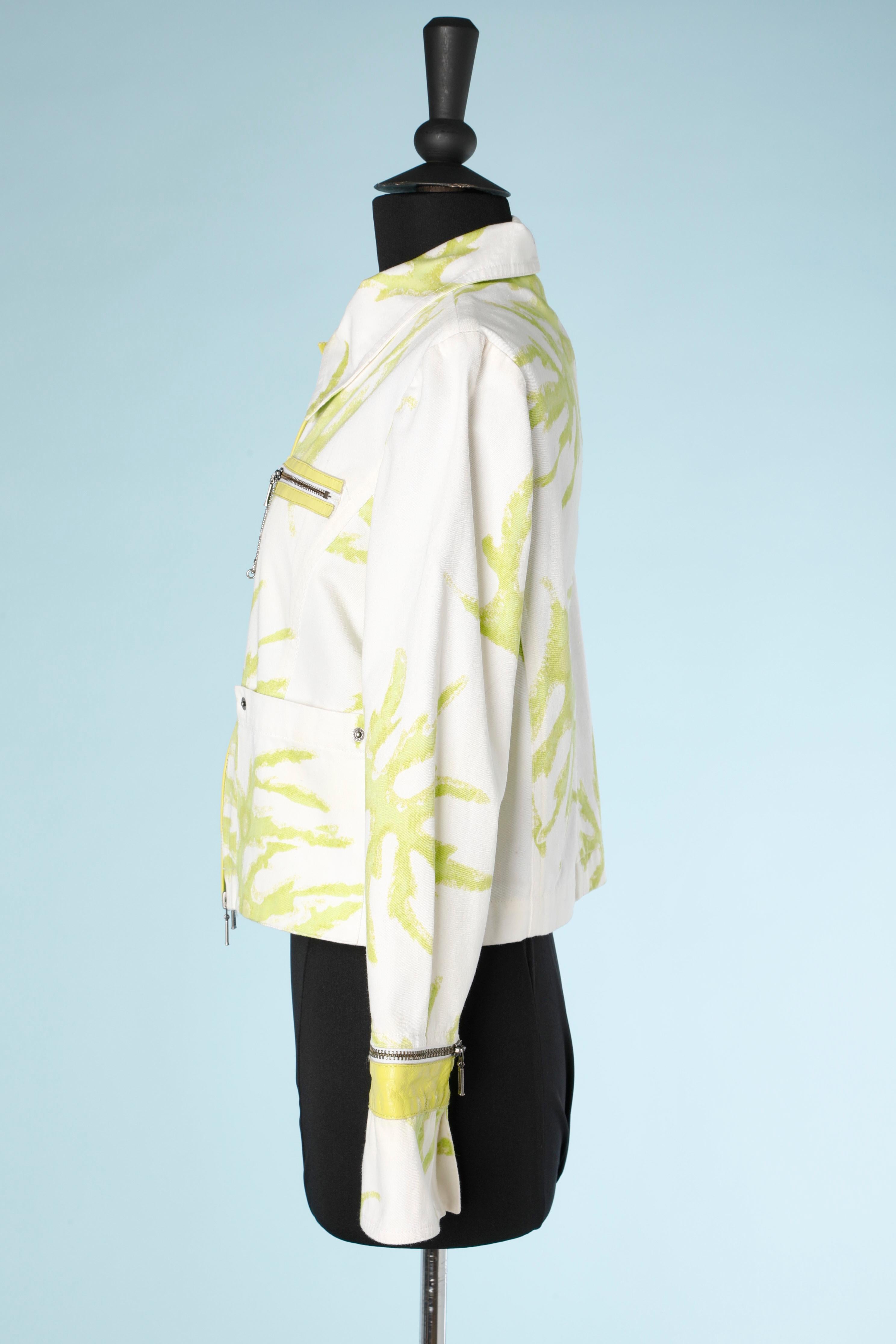 Veste ta&da vert citron et blanc avec ourlet à double fermeture éclair Lecoanet Excellent état - En vente à Saint-Ouen-Sur-Seine, FR