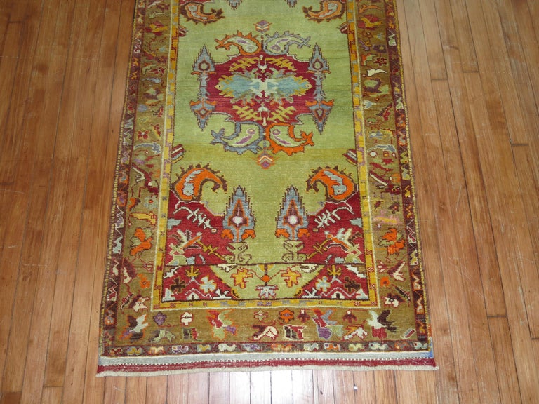 Lime Green Antique Turkish Rug, 20th Century at 1stDibs