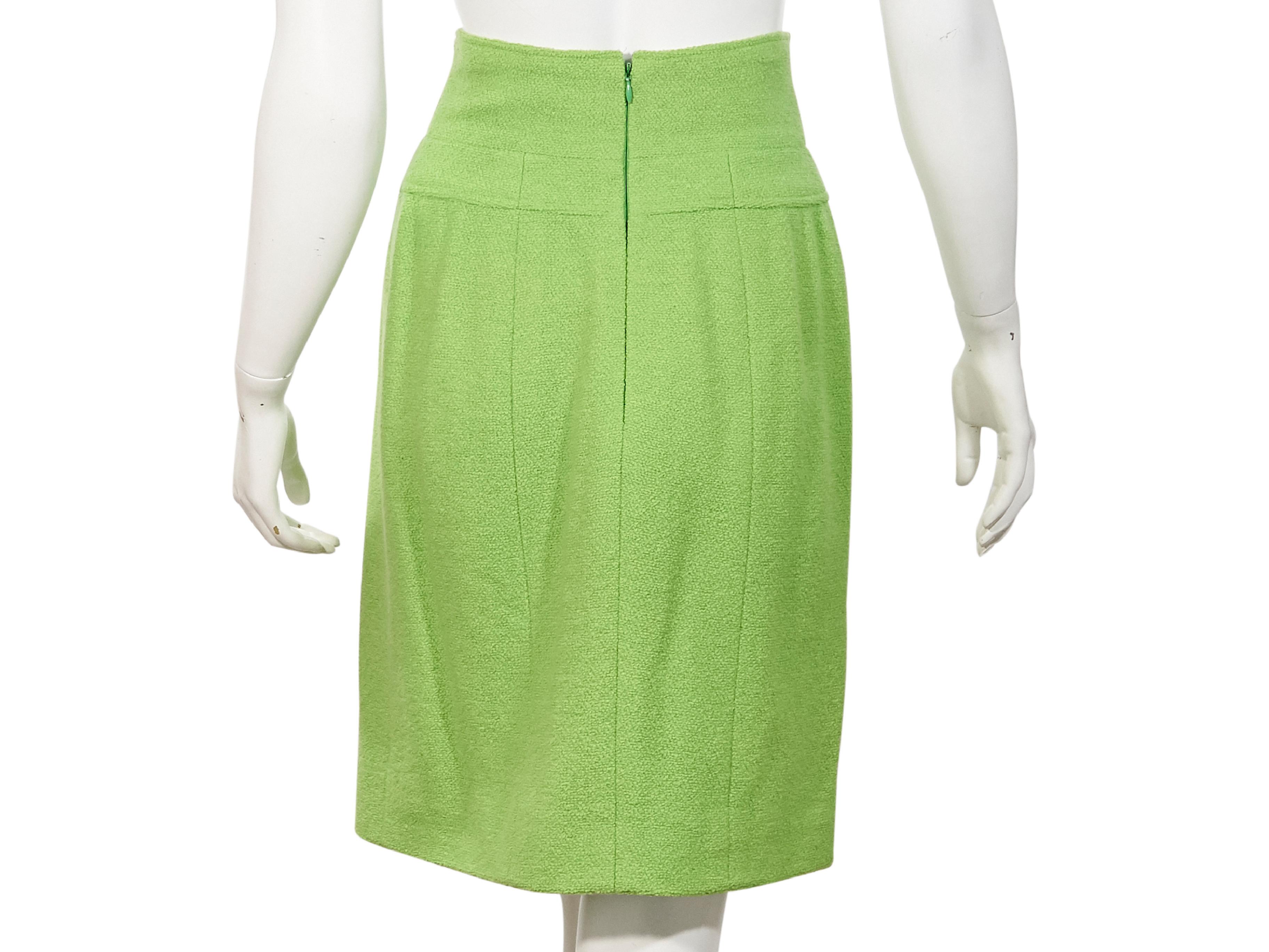 Lime Green Chanel Wool Skirt In Good Condition In New York, NY