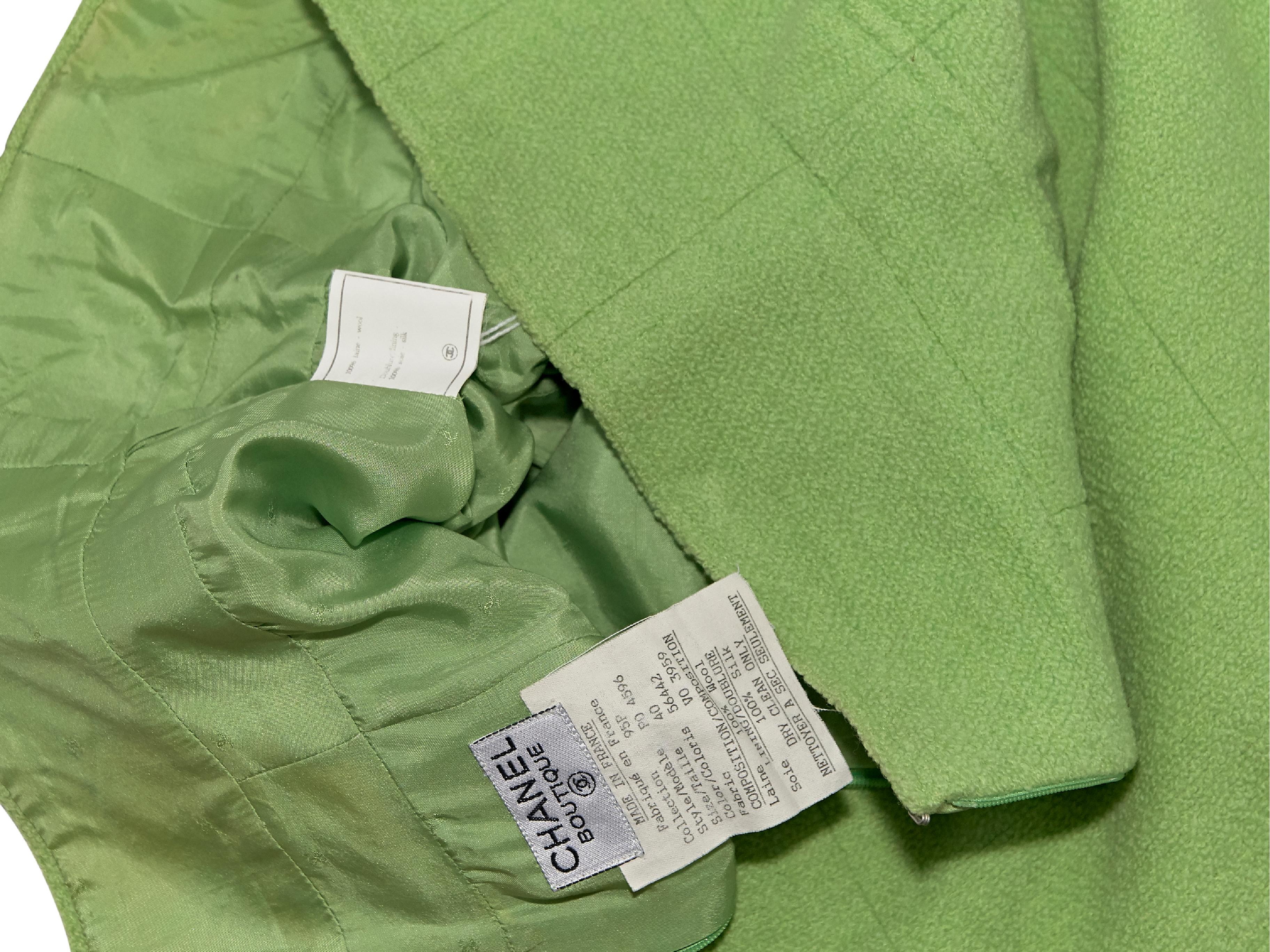 Women's Lime Green Chanel Wool Skirt