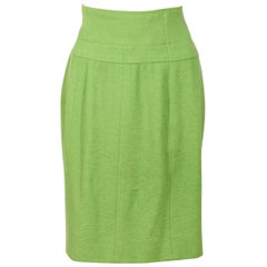 Lime Green Chanel Wool Skirt