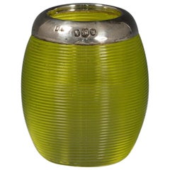 Lime Green Glass Match Striker with Silver Collar, Hallmarked, 1906