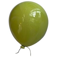 Lime Green glossy ceramic balloon sculpture handmade for wall, ceiling