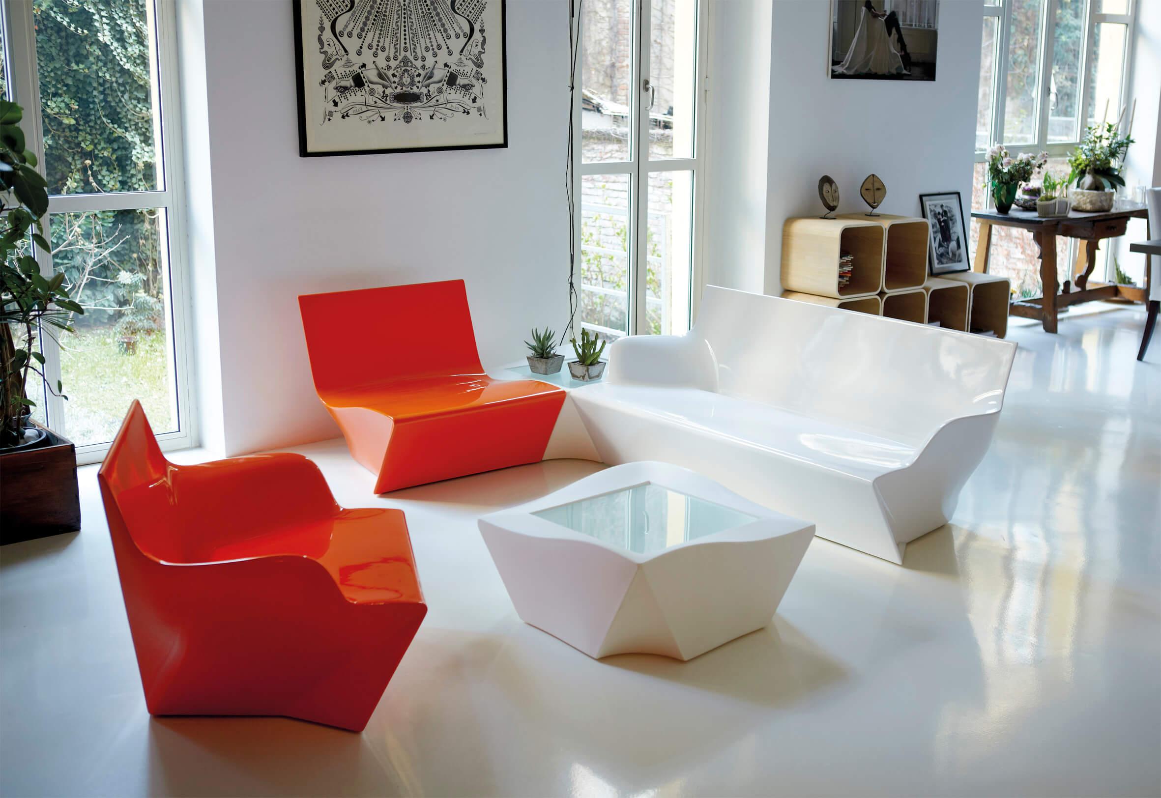 Kami Yon-Sofa in Limonengrün von Marc Sadler (Postmoderne) im Angebot