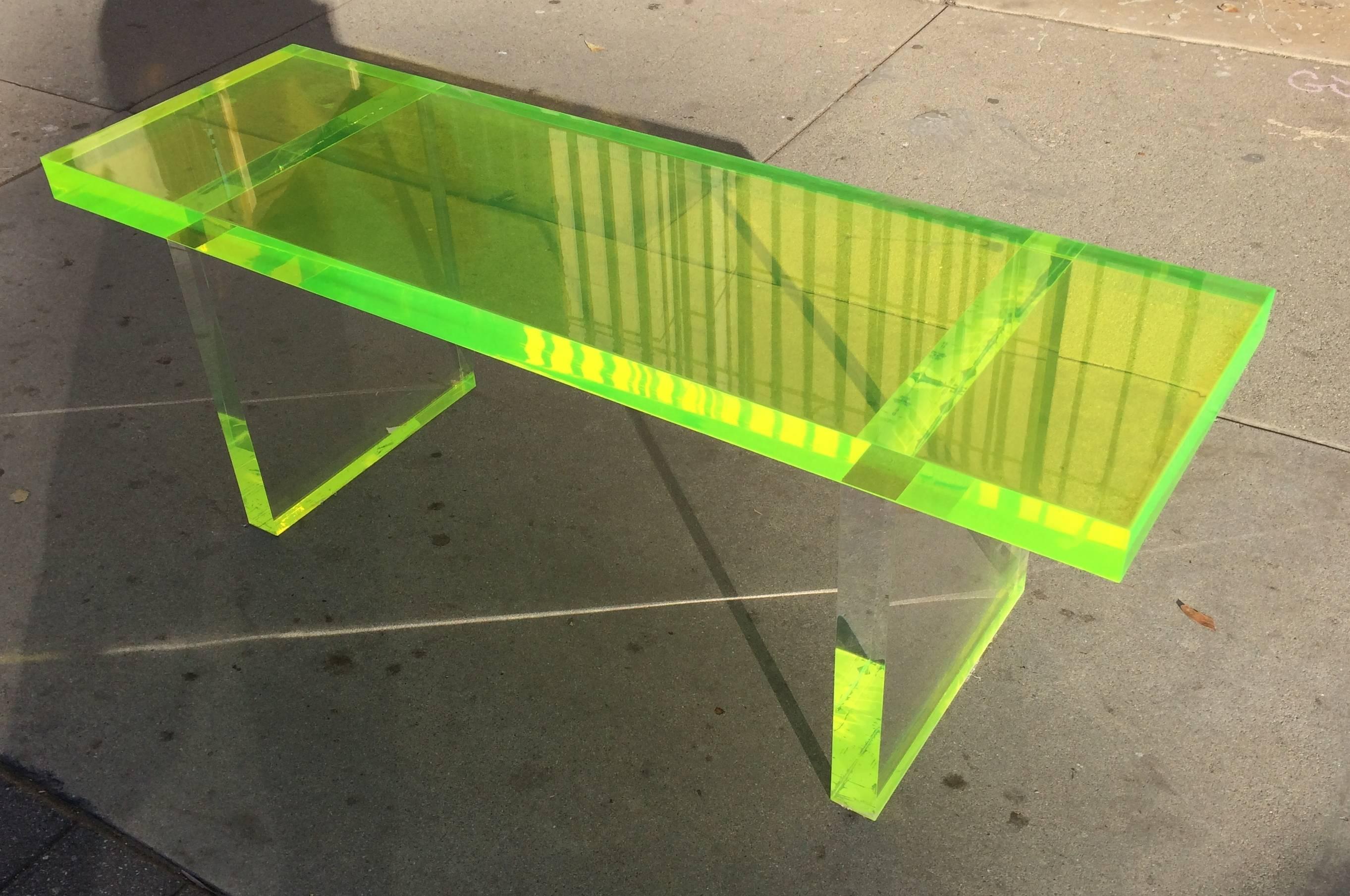 lime green bench