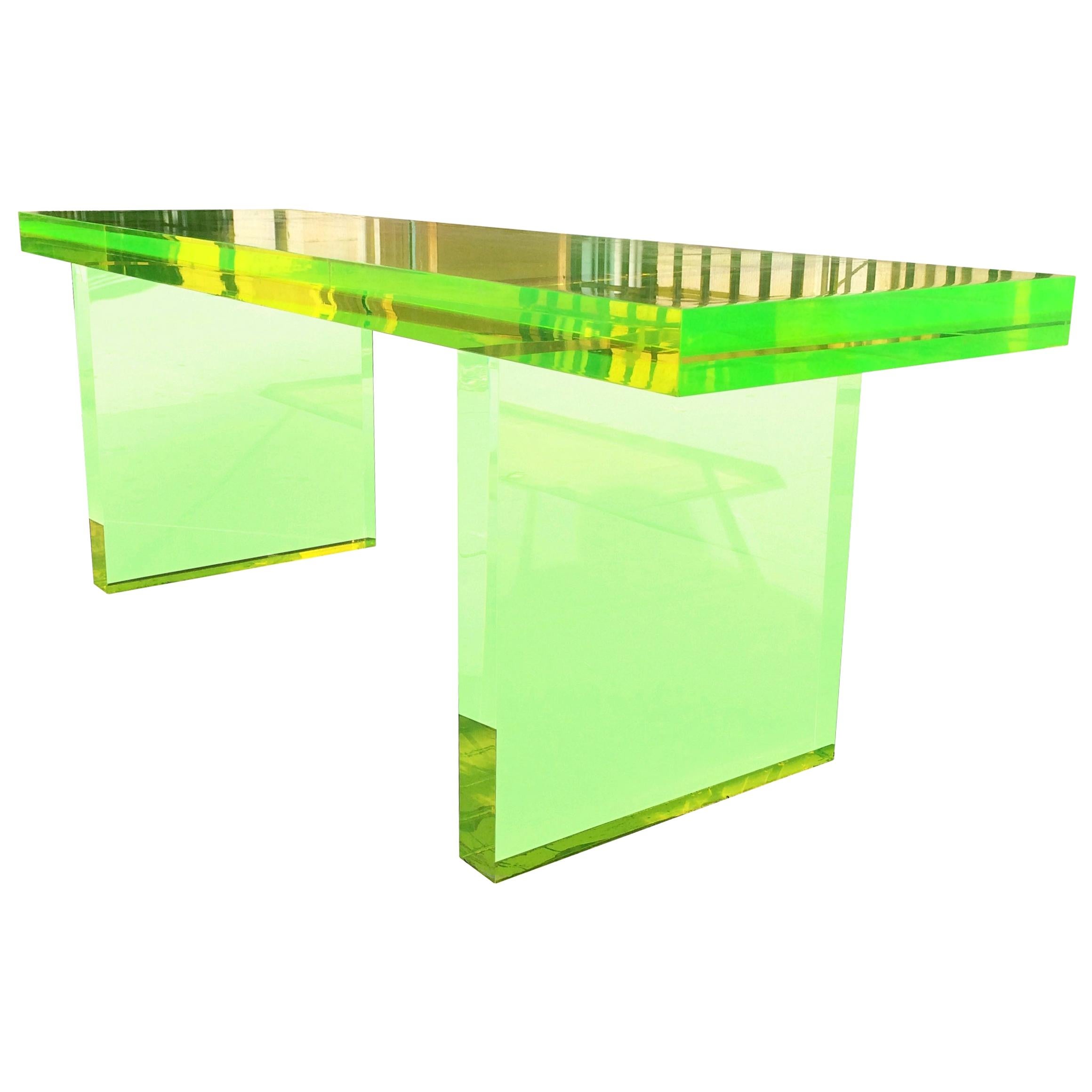 Lime Green Lucite Bench by Cain Modern