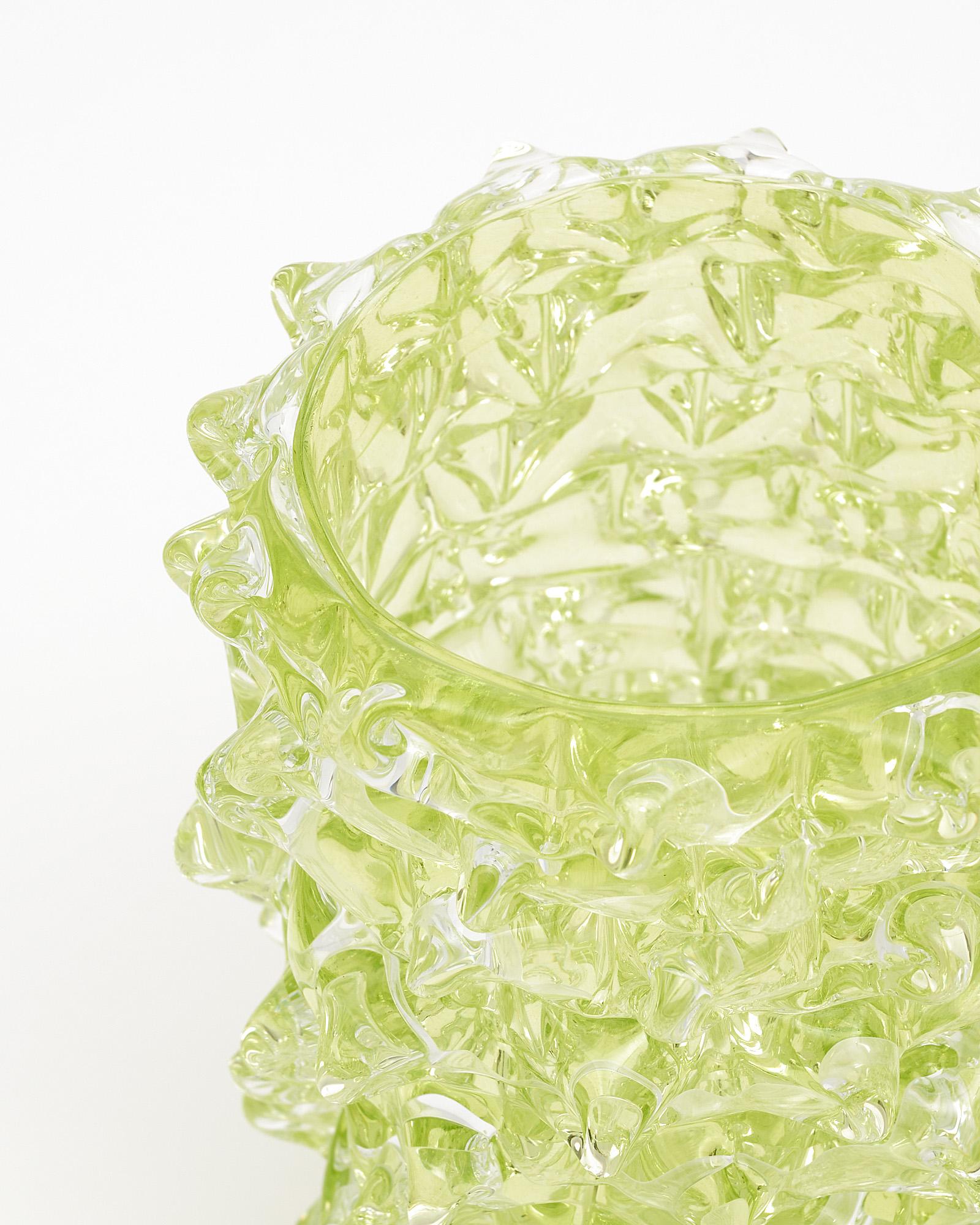 Italian Lime Green Murano Glass Rostrate Vase