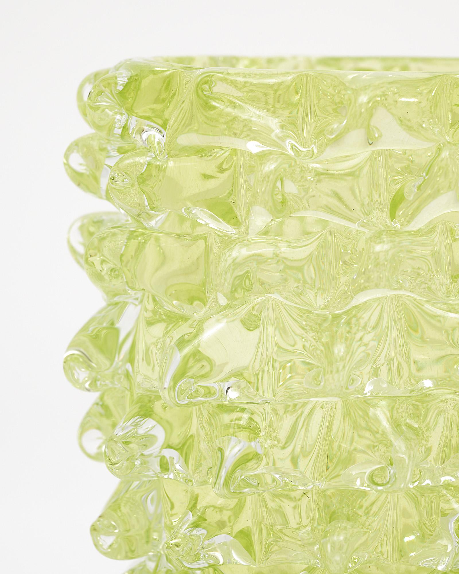 Lime Green Murano Glass Rostrate Vase 1