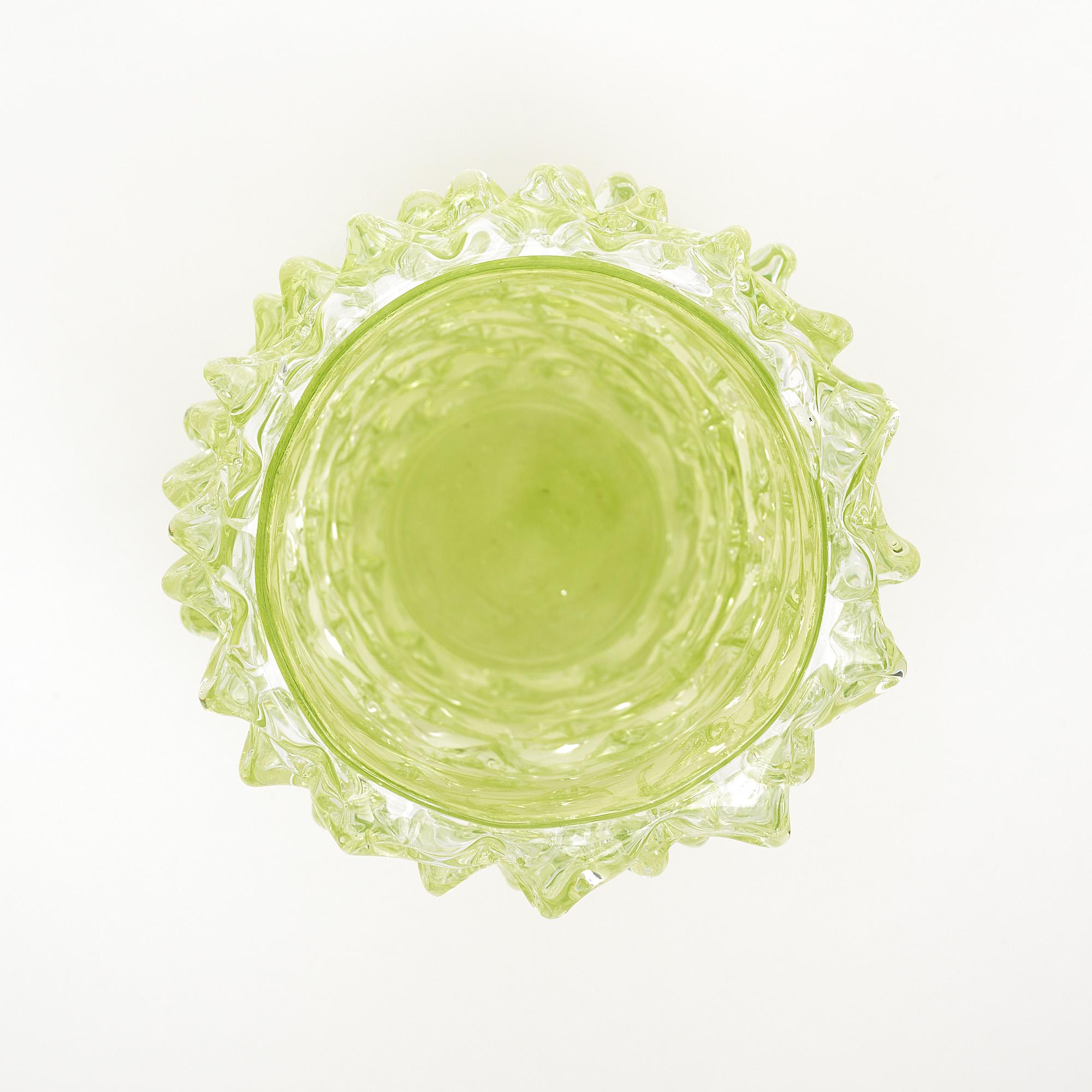 Lime Green Murano Glass Rostrate Vase 2