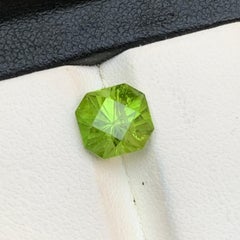 Lime Green Natural Peridot 2.64 Carat Square Octagon Cut Loose Gemstone for Ring