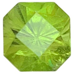 Lime Green Natural Peridot 2.64 Carat Square Octagon Cut Loose Gemstone for Ring