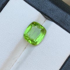 Lime Green Natural Peridot 3.12 Carat Cushion Cut Loose Gemstone for Ring