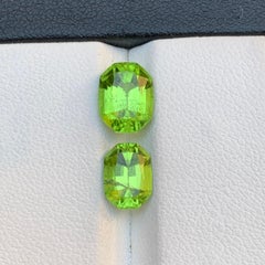 Lime Green Natural Peridot 4.45 Carat Octagon Cut Loose Gemstones for Jewelry