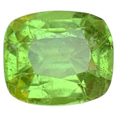 Lime Green Natural Peridot 5.23 Carat Cushion Cut Loose Gemstone for Ring