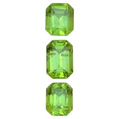 Lime Green Natural Peridot 5.72 Carat Emerald Cut Loose Gemstones for Jewelry