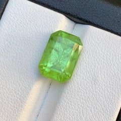 Lime Green Natural Peridot 6 Carat Emerald Cut Loose Gemstones for Ring