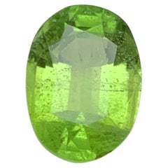 Lime Green Natural Peridot 7.09 Carat Oval Cut Loose Gemstone for Ring, Jewelry